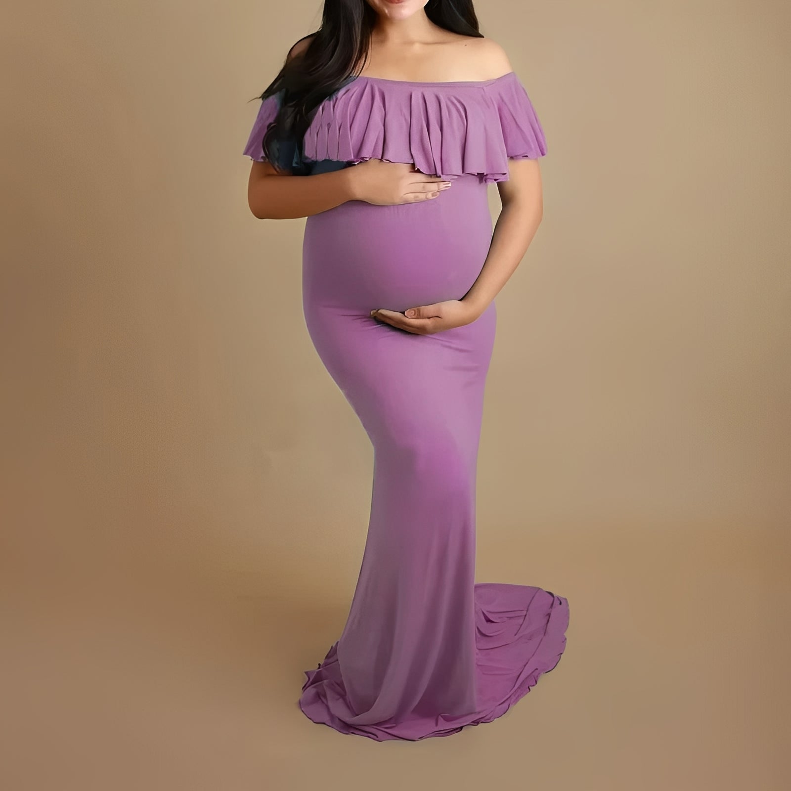 Elegant Maternity Photography Gown with Flowing Design