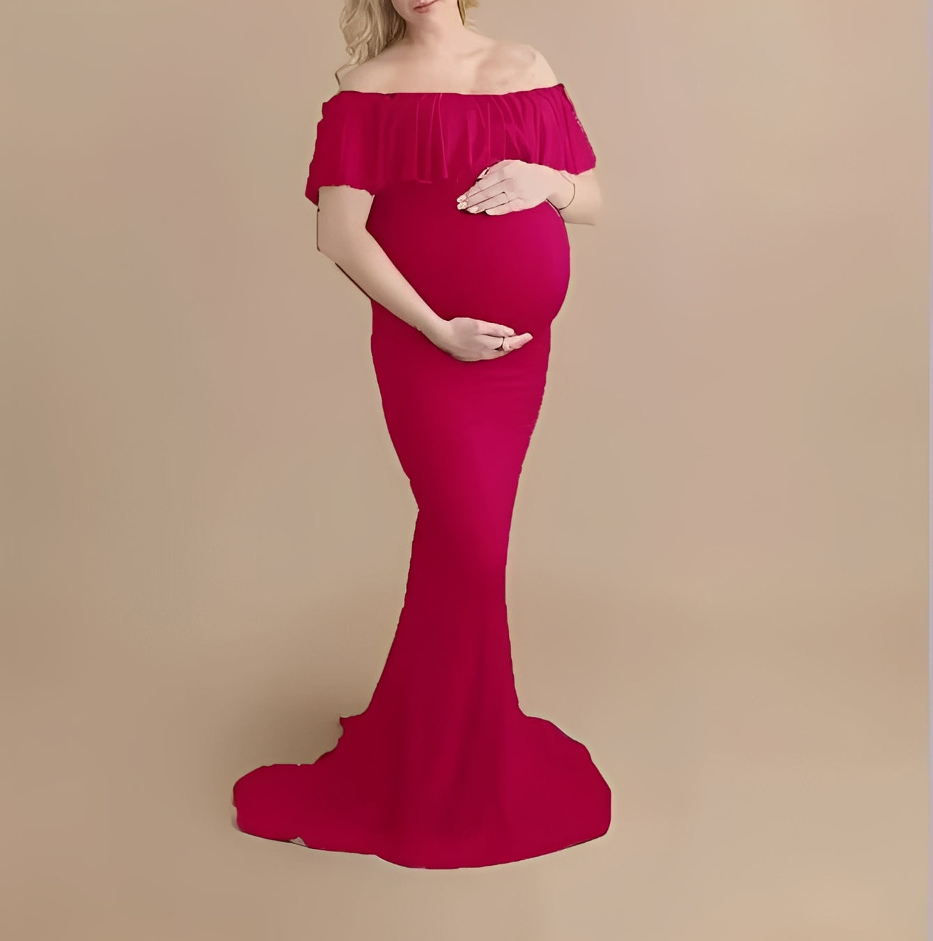 Elegant Maternity Photography Gown with Flowing Design