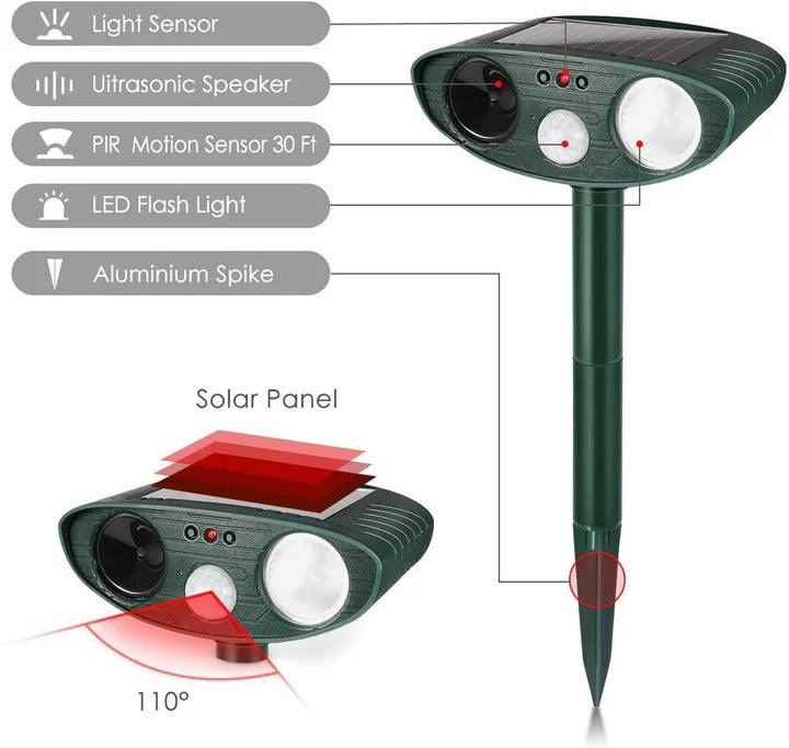 Solarbetriebener Ultraschall-Rattenvertreiber mit Blinklicht