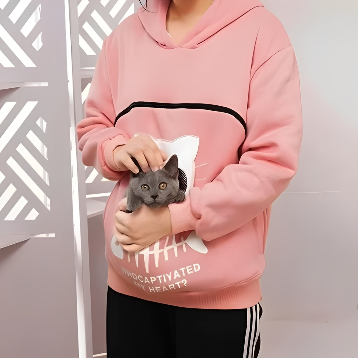 Katzenfreund Hoodie mit Kuscheltasche für Haustiere