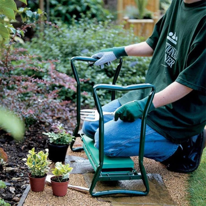 Vielseitige Gartenbank mit Polsterung für bequemes Arbeiten