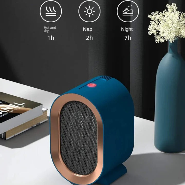 Compact electric heater with energy-saving mode for small rooms