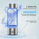 Portable hydrogen water bottle for home and on the go