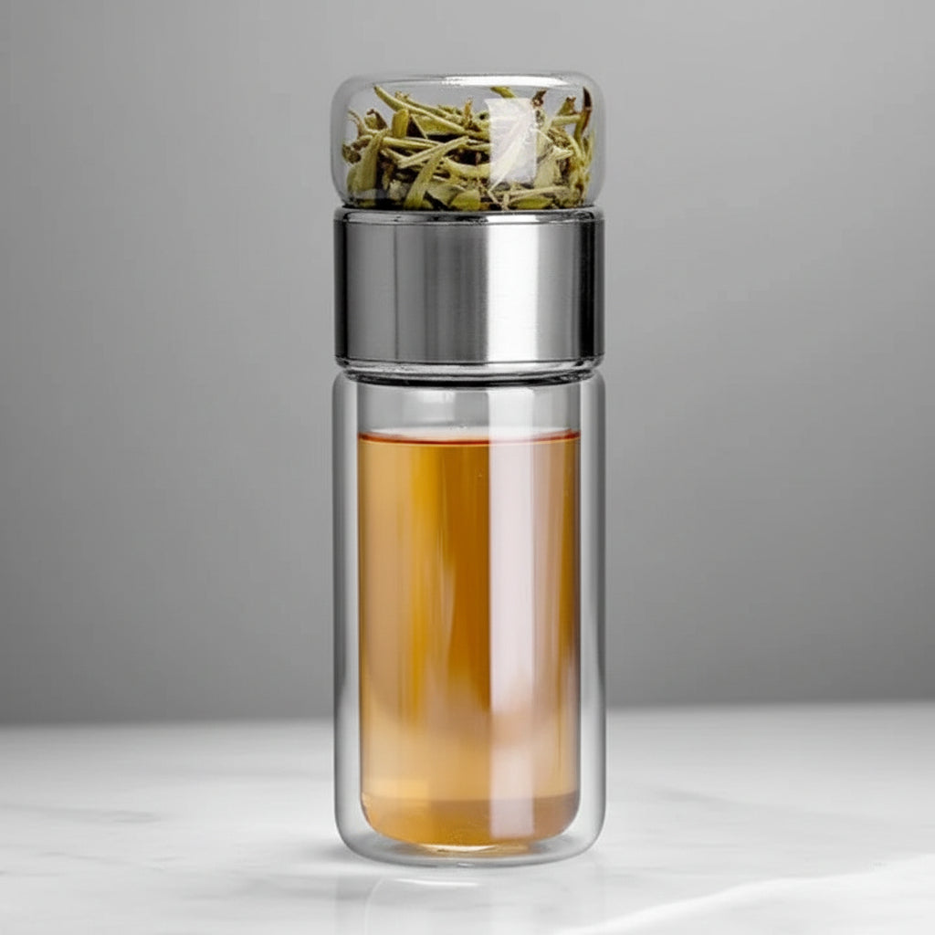 Isolierte Teekanne aus Borosilikatglas mit integriertem Sieb, 430 ml