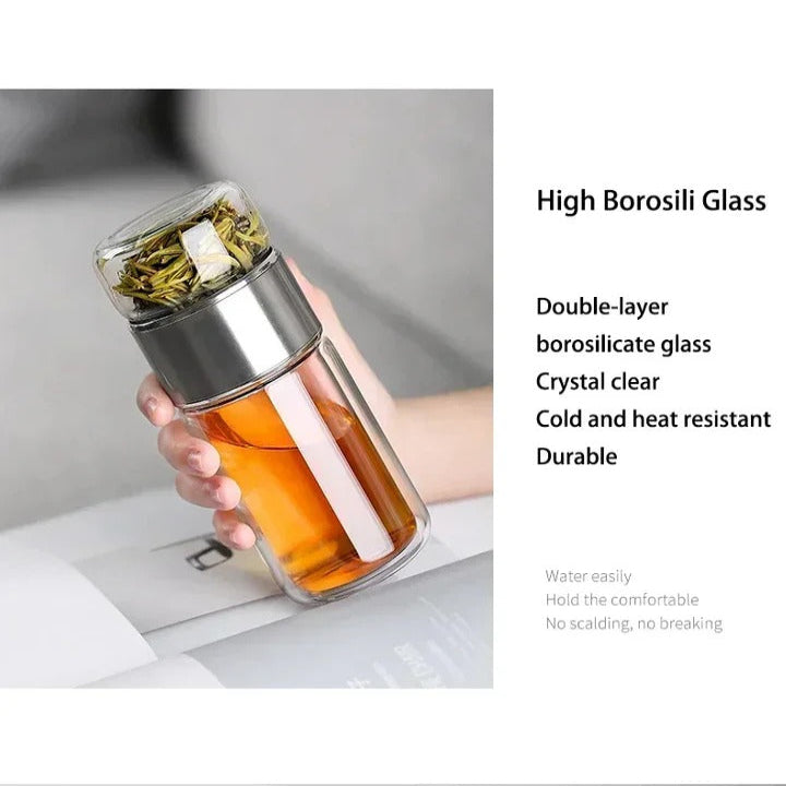 Isolierte Teekanne aus Borosilikatglas mit integriertem Sieb, 430 ml