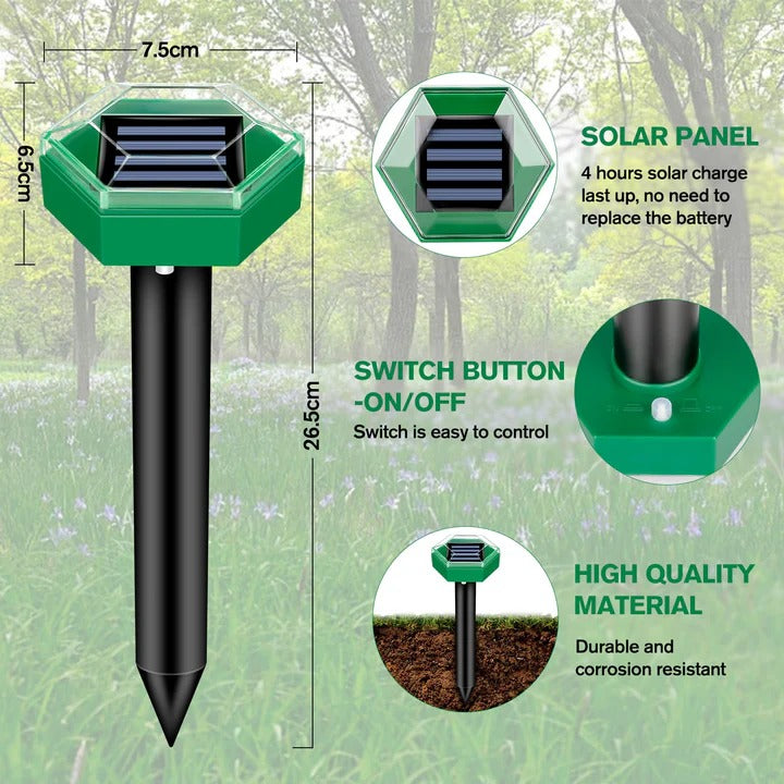 Solarbetriebener Ultraschall-Maulwurfvertreiber, 4er Set