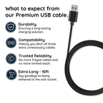 10-foot Micro-USB Charging Cable for Flexible Charging