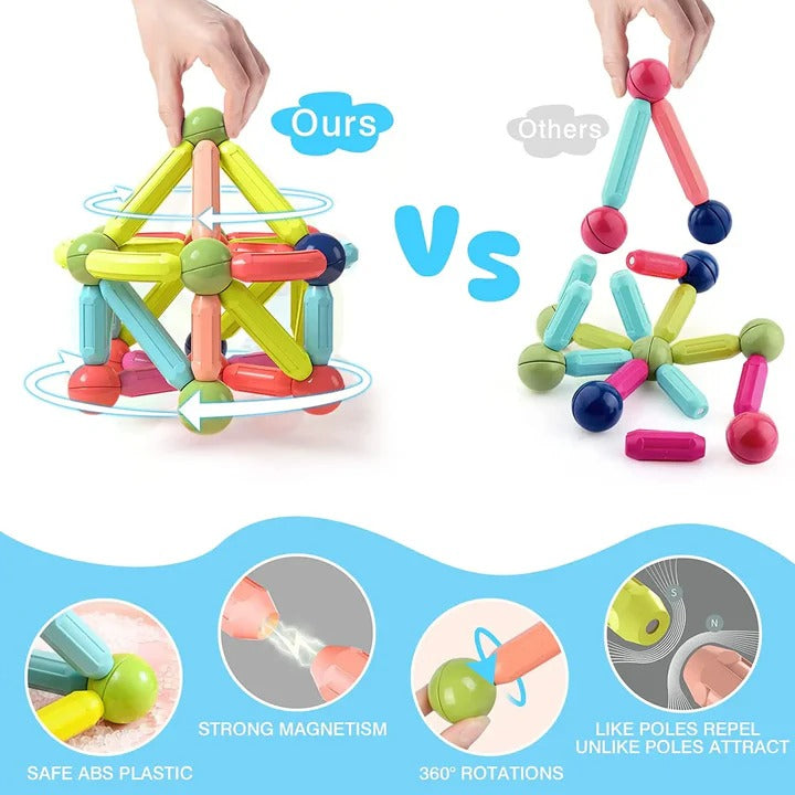 Magnetische Bauklötze und Kugeln Spielset für Kinder, 98 Teile