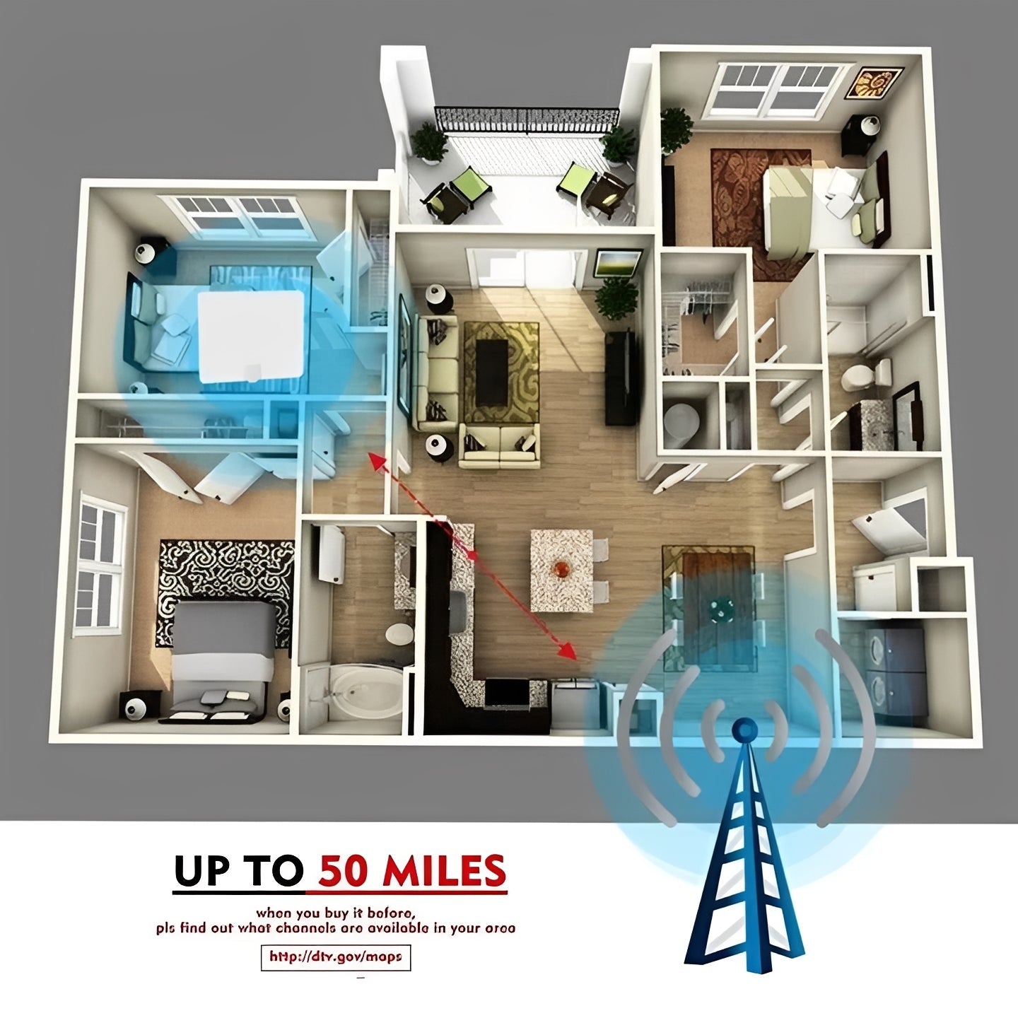 High-performance indoor antenna for optimized TV reception