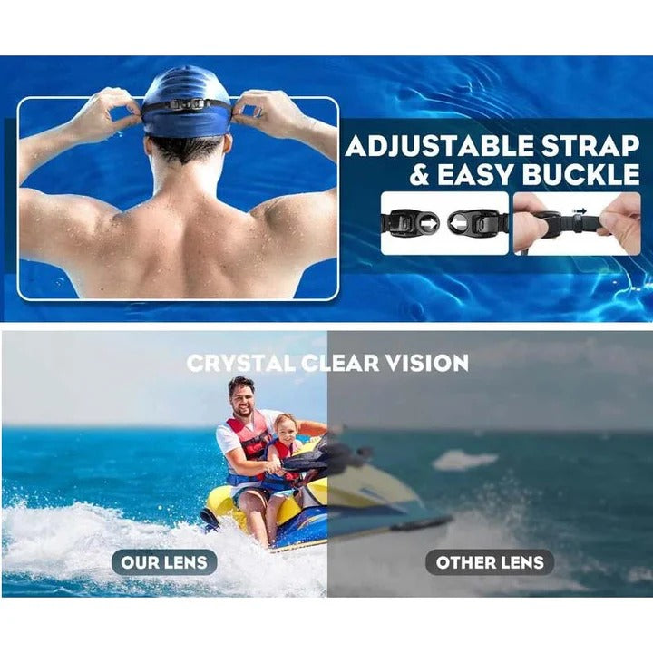 Schwimmbrille mit Anti-Beschlag und Weitwinkel-Gläsern
