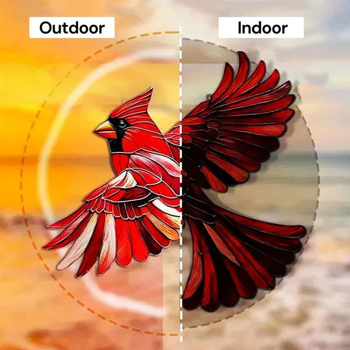 Lebendige Fensterdekoration: Farbiger Sonnenfänger mit Vogelmotiven
