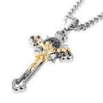 Necklace with Celtic Cross Pendant, Double-Sided Engraved Medal