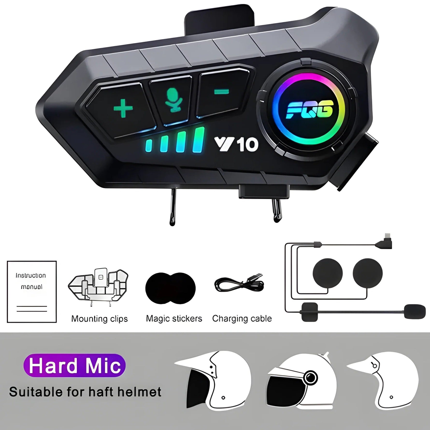 Kabelloses Bluetooth-Headset für Motorradhelme mit IPX6 Schutz