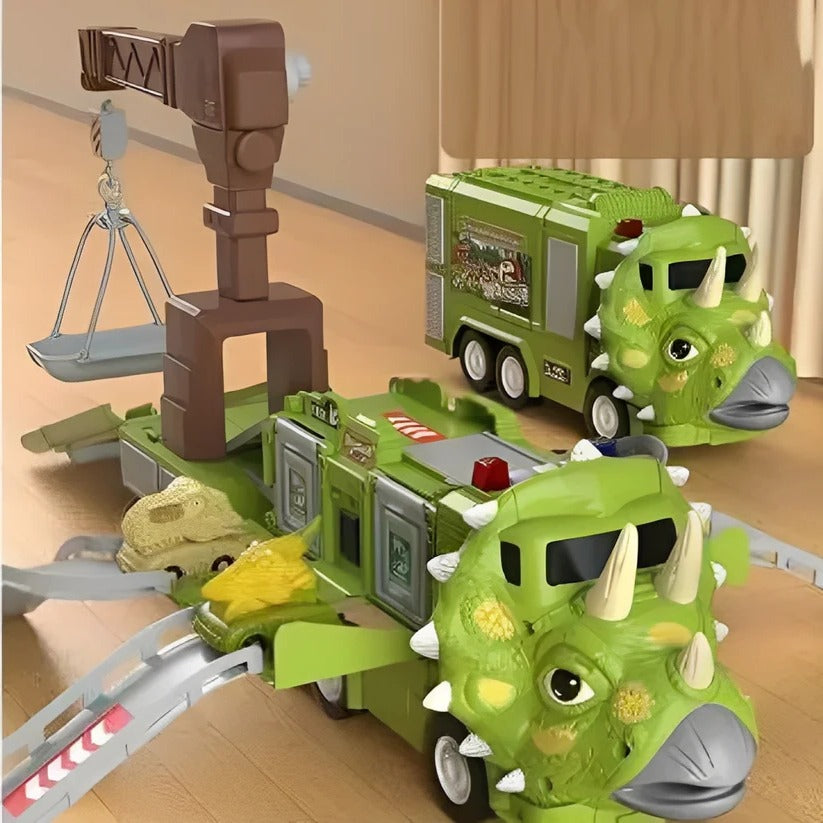Dino-Abenteuer: 2-in-1 Spielzeug-Lkw mit Licht und Sound