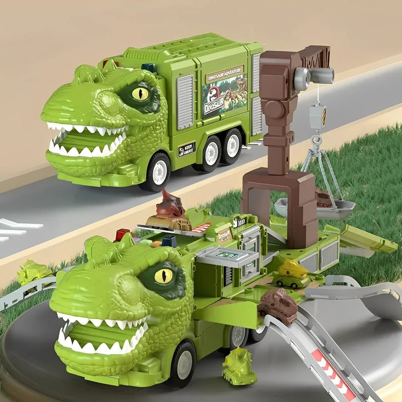 Dino-Abenteuer: 2-in-1 Spielzeug-Lkw mit Licht und Sound