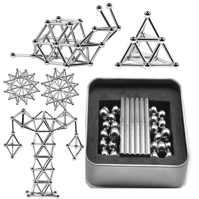 Magnetisches Bau-Set mit flexiblen Verbindungsstäben