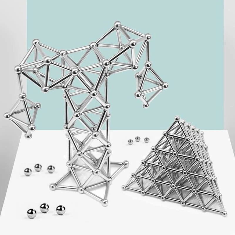 Magnetisches Bau-Set mit flexiblen Verbindungsstäben