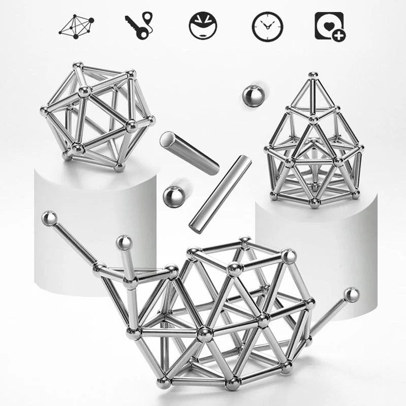 Magnetisches Bau-Set mit flexiblen Verbindungsstäben