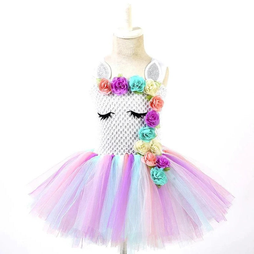 Girls' Tulle Dress with Matching Headband for Special Occasions