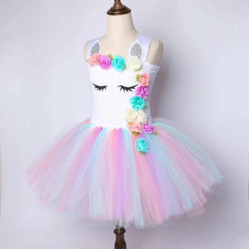 Girls' Tulle Dress with Matching Headband for Special Occasions