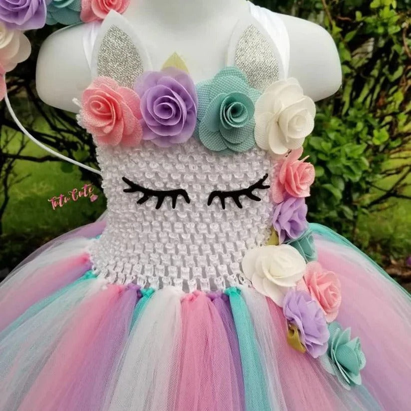 Girls' Tulle Dress with Matching Headband for Special Occasions