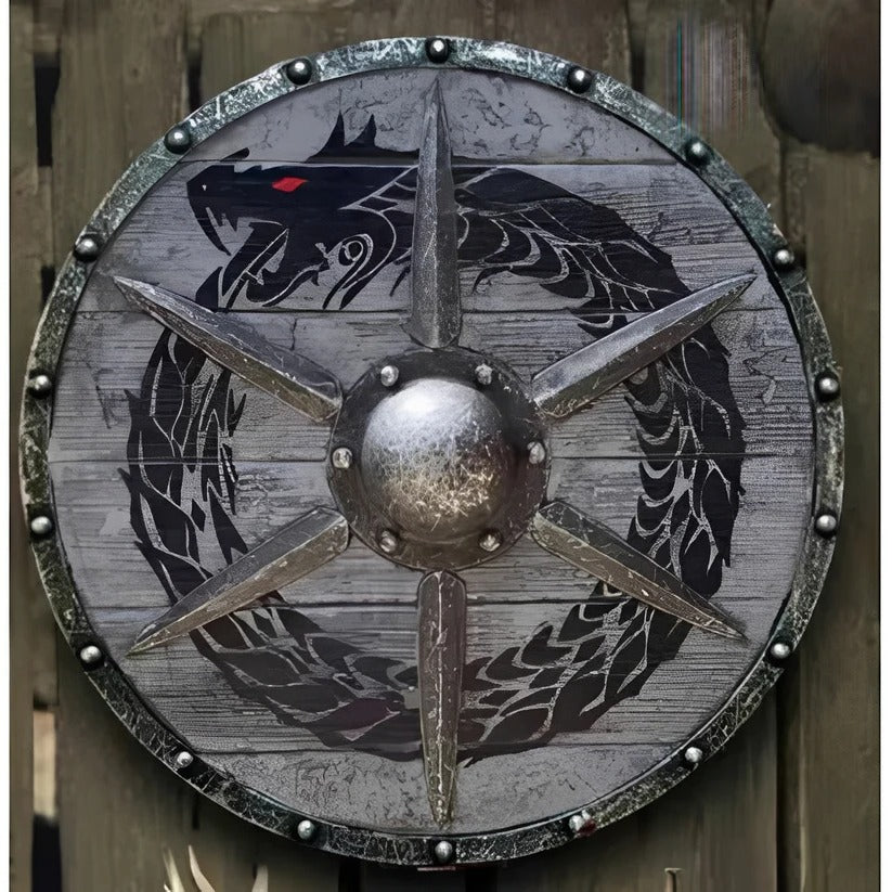 Round Wooden Shield in Medieval Style with Unique Design