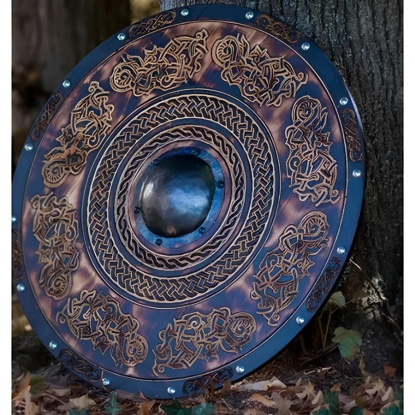 Round Wooden Shield in Medieval Style with Unique Design