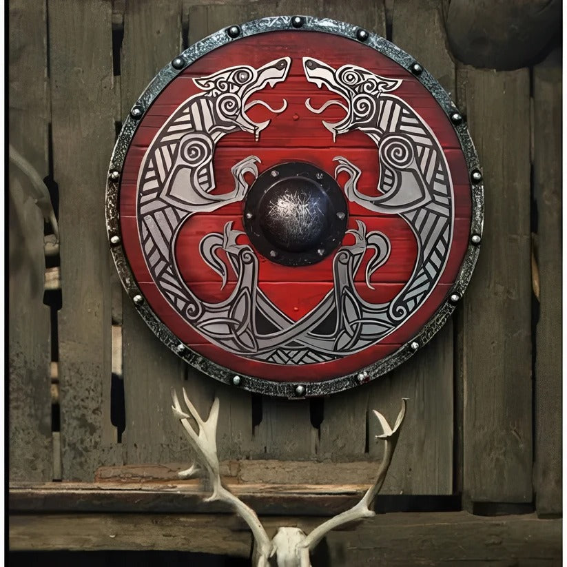Round Wooden Shield in Medieval Style with Unique Design