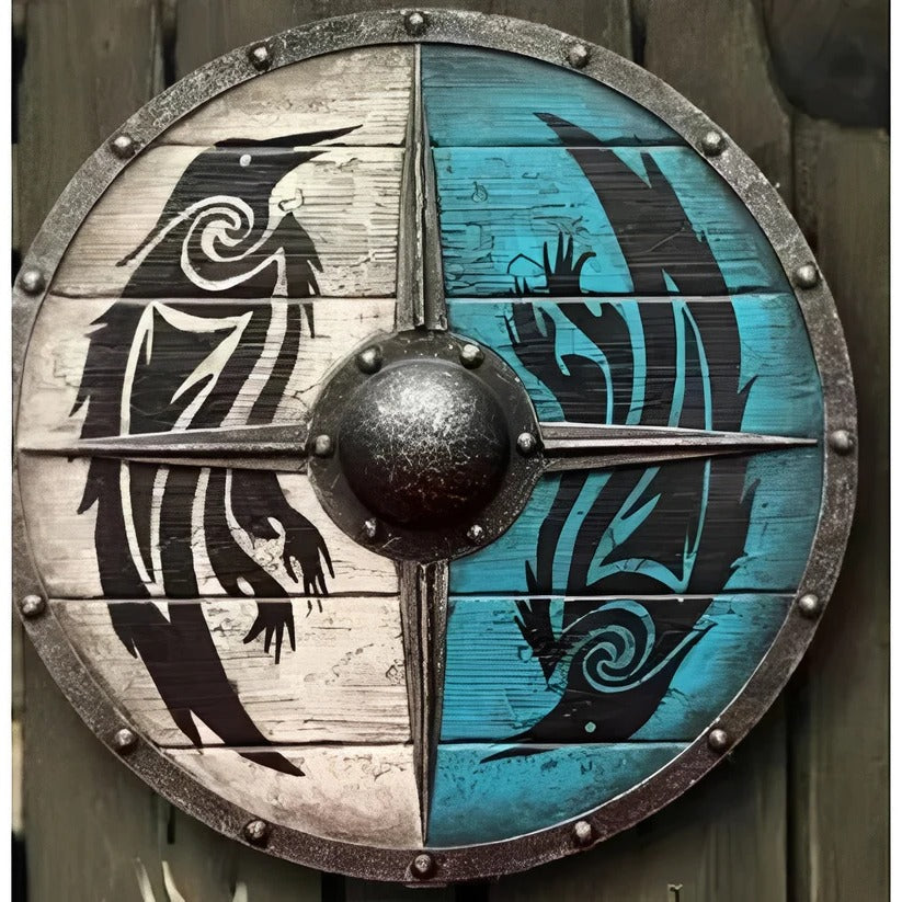 Round Wooden Shield in Medieval Style with Unique Design