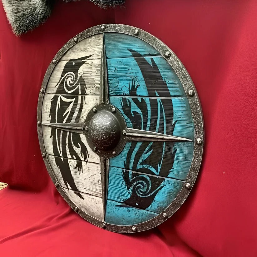 Round Wooden Shield in Medieval Style with Unique Design