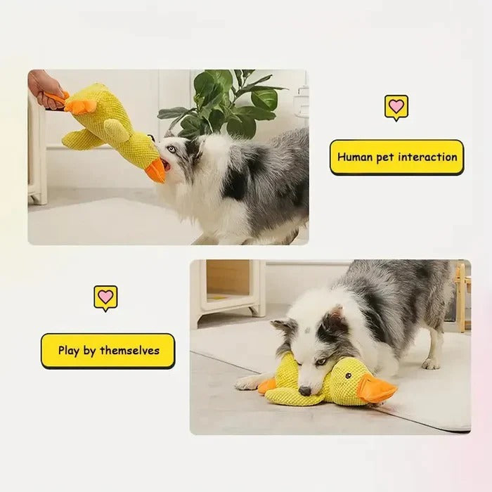 Playful Duck Squeaky Dog Toy with Reinforced Seams