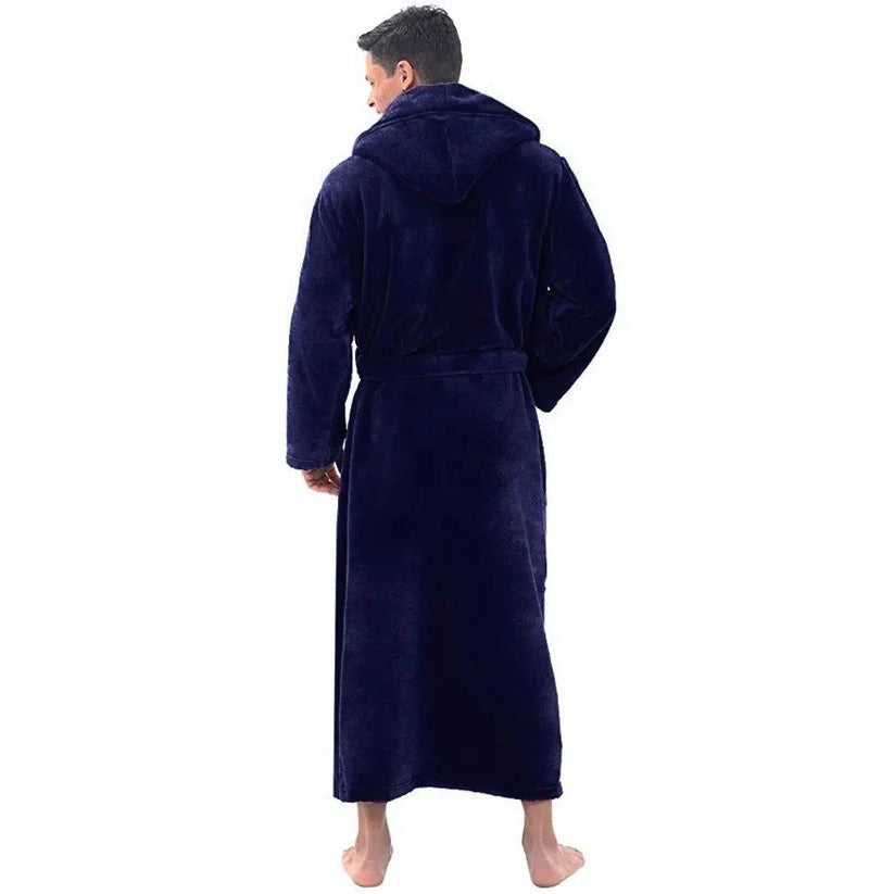 Vollständiger Kapuzenbadmantel für Herren mit Flauschigen Taschen