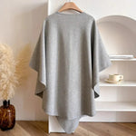 Damen Poncho-Mantel aus Mikrofaser mit Verstellbarem Verschluss
