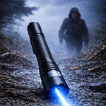 Rechargeable flashlight with adjustable focus and laser