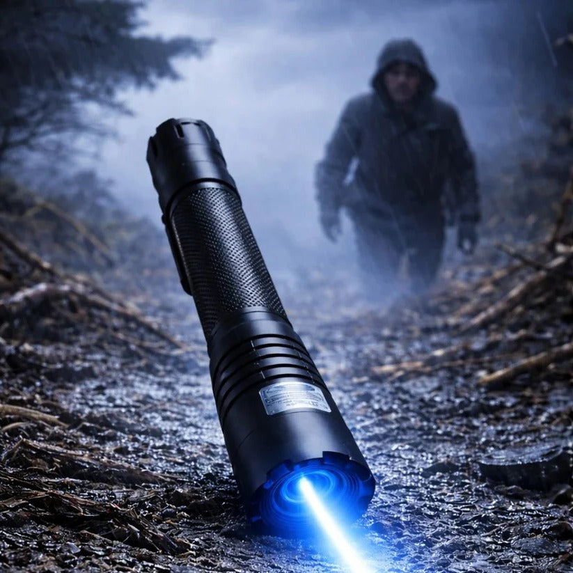 Rechargeable flashlight with adjustable focus and laser