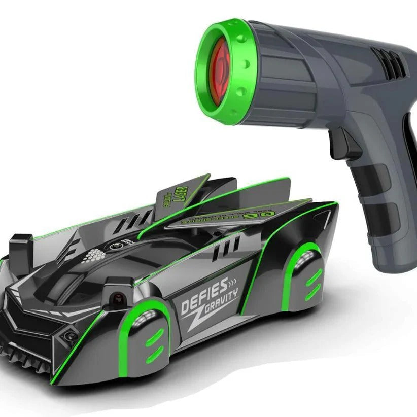 Battery-Operated Wall-Climbing Car with Remote Control and LED Lights