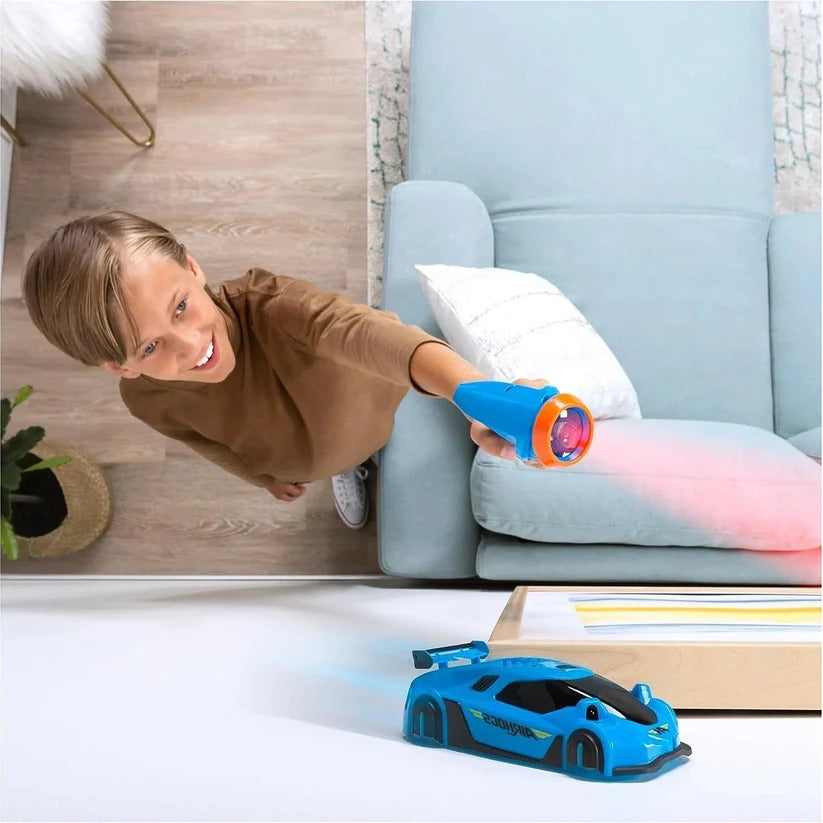 Battery-Operated Wall-Climbing Car with Remote Control and LED Lights