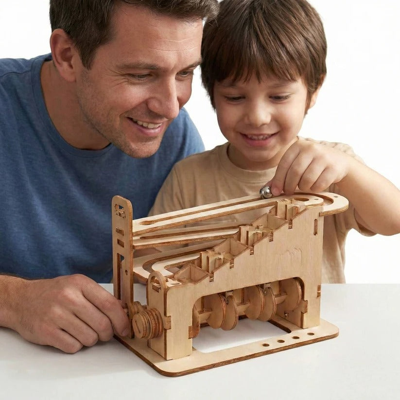 Wooden Mechanical Marble Run Building Kit for Adults – Creative Fun