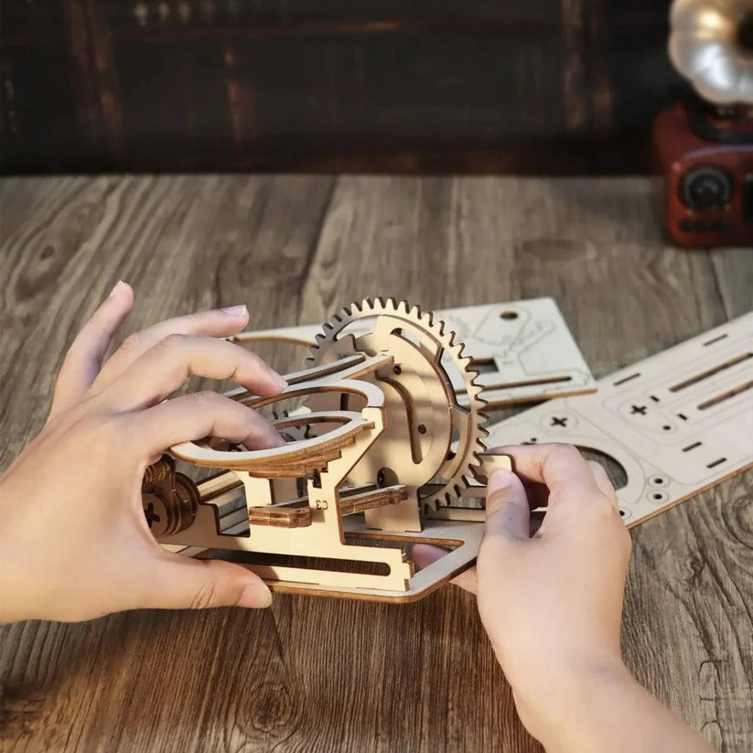 Wooden Mechanical Marble Run Building Kit for Adults – Creative Fun