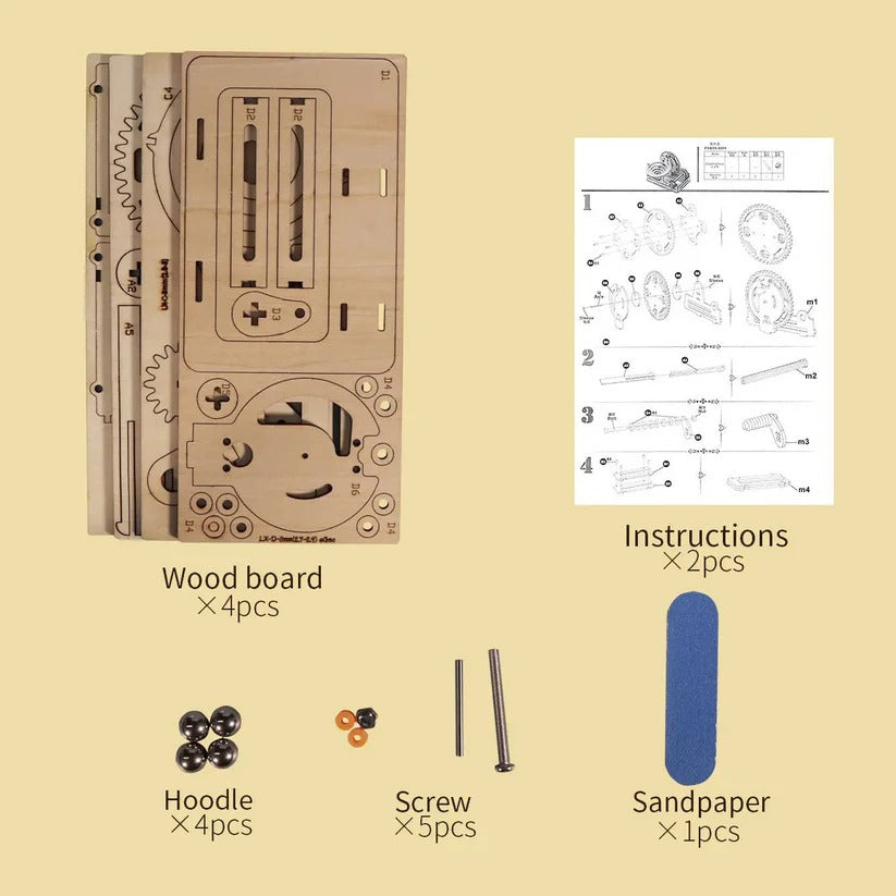 Wooden Mechanical Marble Run Building Kit for Adults – Creative Fun