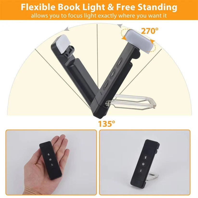 Kompakte USB Aufladbare LED Leselampe mit Timer und Clip-Design