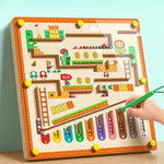 Wooden Magnetic Maze Game with Color Sorting for Kids