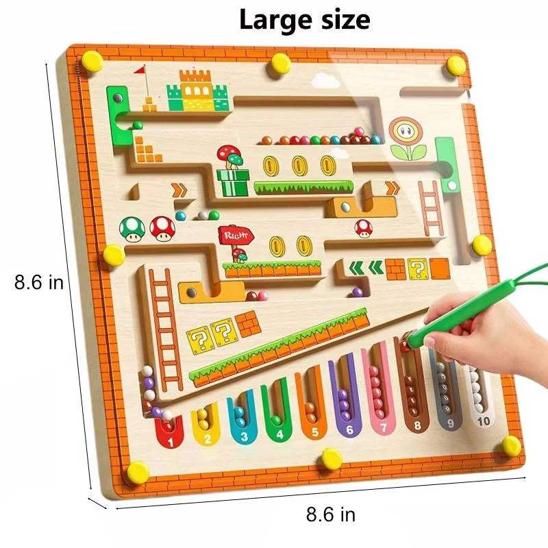 Wooden Magnetic Maze Game with Color Sorting for Kids