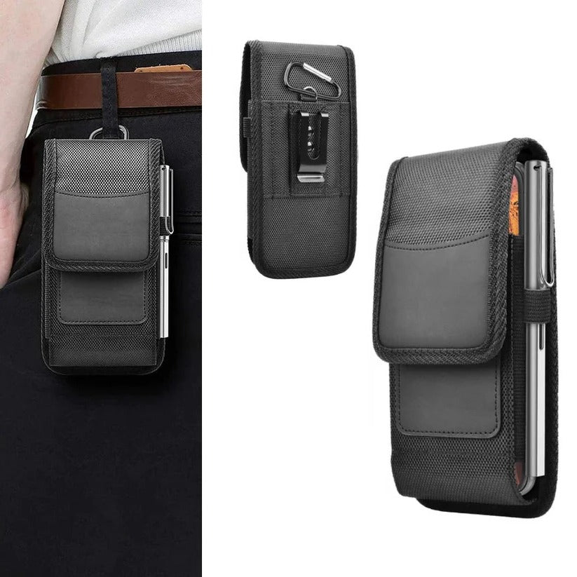 Praktische Smartphone-Halterung mit Tasche und Klappverschluss