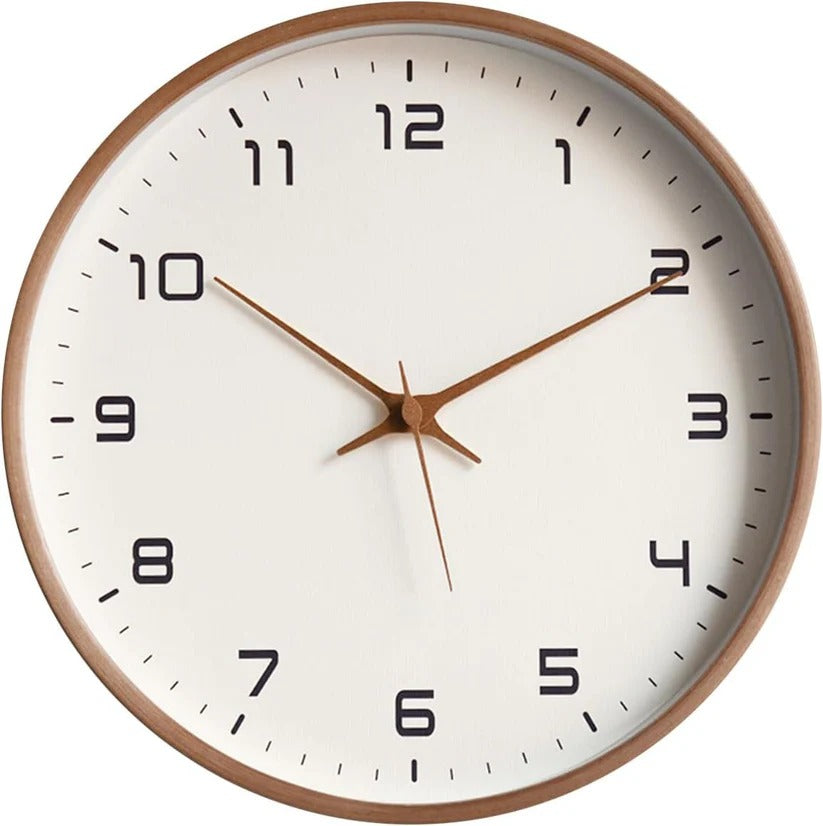 Elegante Wanduhr mit Holzrahmen, 25 cm Durchmesser