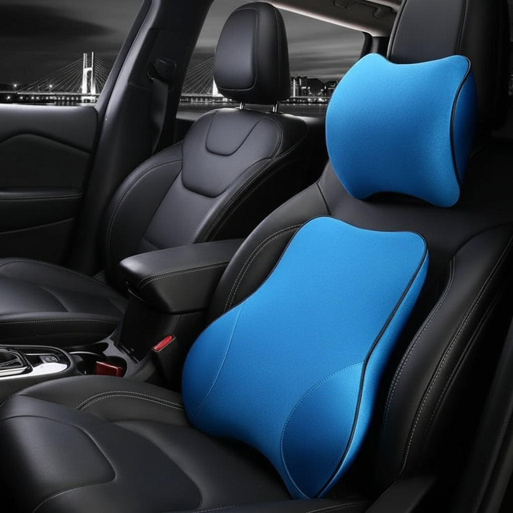Ergonomic Memory Foam Lumbar and Neck Support Cushion for Cars