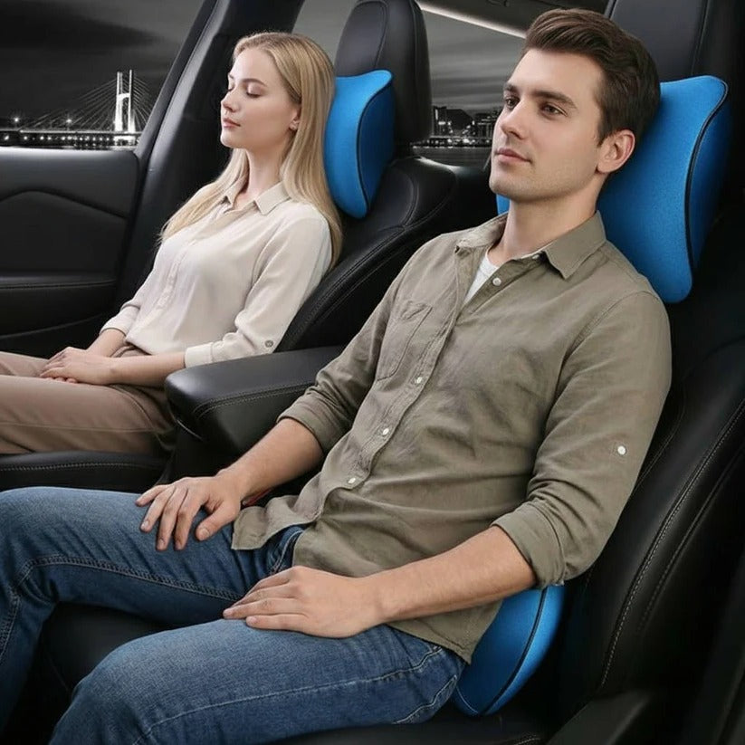 Ergonomic Memory Foam Lumbar and Neck Support Cushion for Cars