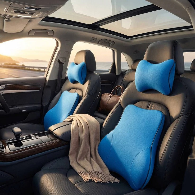 Ergonomic Memory Foam Lumbar and Neck Support Cushion for Cars