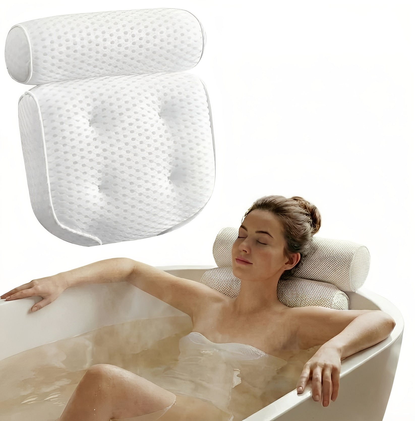 Ergonomisches Badkissen mit Saugfuß für Nacken- und Rückenentlastung