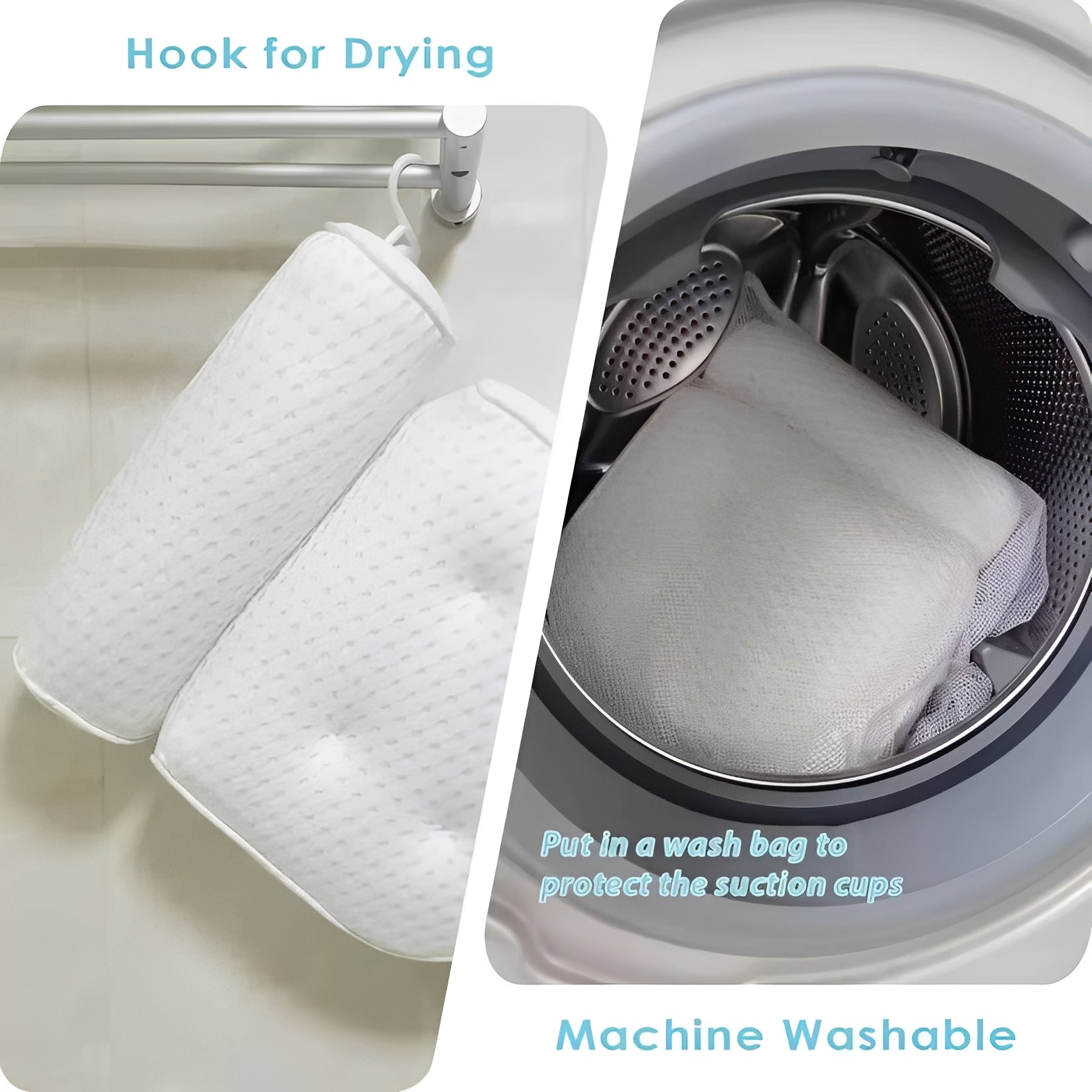 Ergonomic Bath Pillow with Suction Cup for Neck and Back Pain Relief